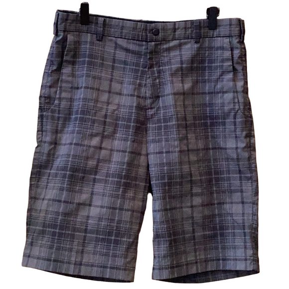 Nike dri fit golf shorts black and gray plaid, men’s size medium, 32 - Picture 1 of 14